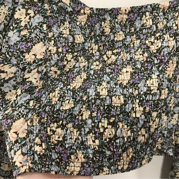 ASTR The Label Brown/Peach Floral Print Balloon Sleeve Top - Picture 6 of 8